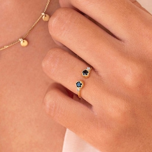 Dainty CZ Open Ring - Available in Black, Light Blue and Navy Blue