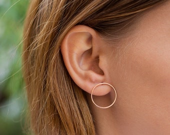 Front Circle Hoop Earrings - Three different sizes available: 15, 22 & 28 mm