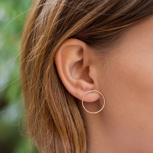 Front Circle Hoop Earrings - Three different sizes available: 15, 22 & 28 mm