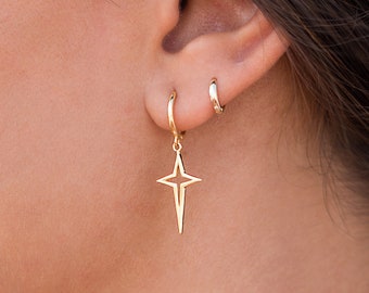 Dainty Cross Star Huggie Hoop Earrings