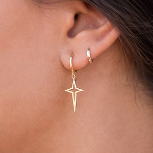 Dainty Cross Star Huggie Hoop Earrings