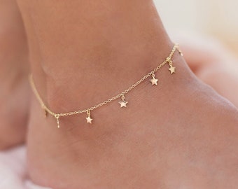 Pulsera tobillera con colgantes en forma de estrella