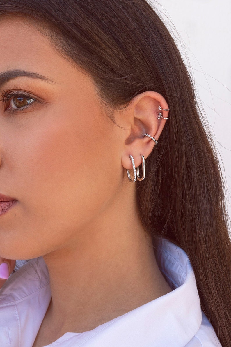 Dainty 4 Prongs CZ Conch Ear Cuff Earrings image 8