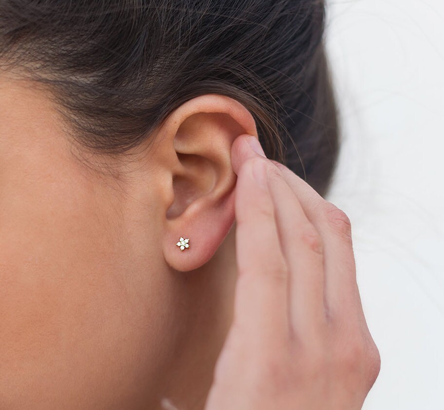 Star Earrings, Cubic Zirconia Star Earrings, Minimalist