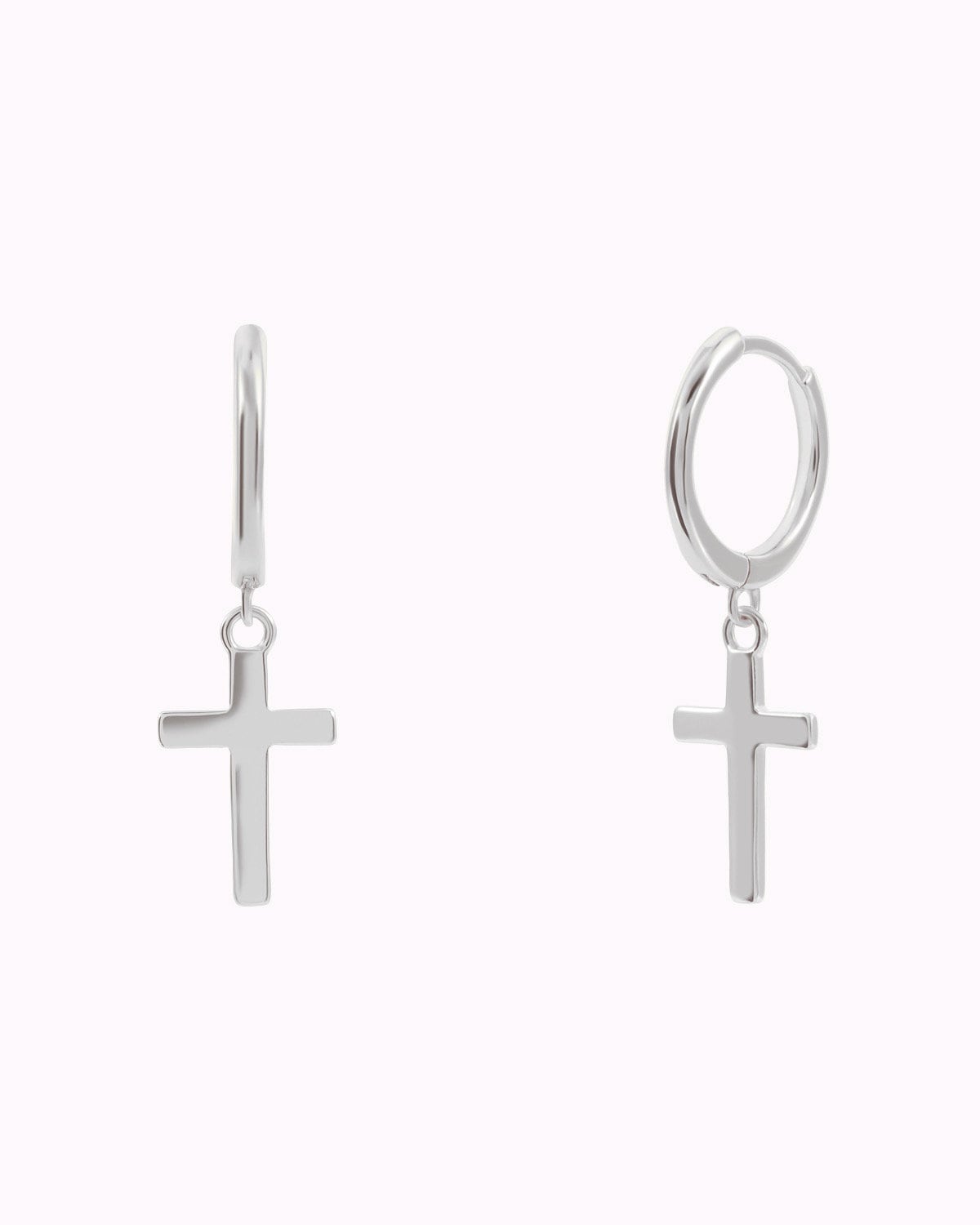 Dainty & Minimalist Cross Shaped Charm Huggie Hoop Earrings