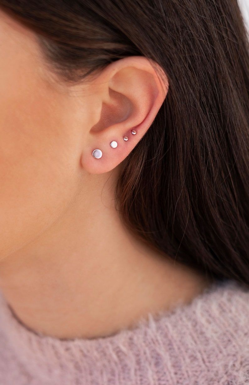 Dainty Tiny & Minimalist Circle Dot Stud Earrings Three different diameters available image 9