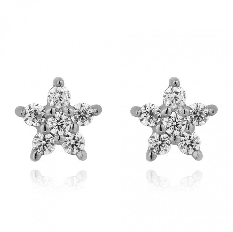 Star Earrings, Cubic Zirconia Star Earrings, Minimalist