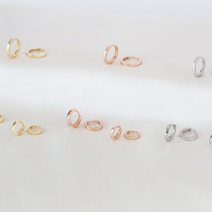 Dainty Square Edges Huggie Hoop Earrings Three sizes, 8, 10 and 12 mm zdjęcie 8