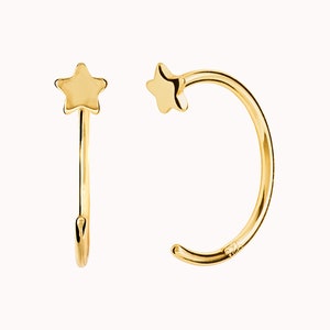 Tiny Star Open Huggie Hoop Earrings Ear hugger Gold