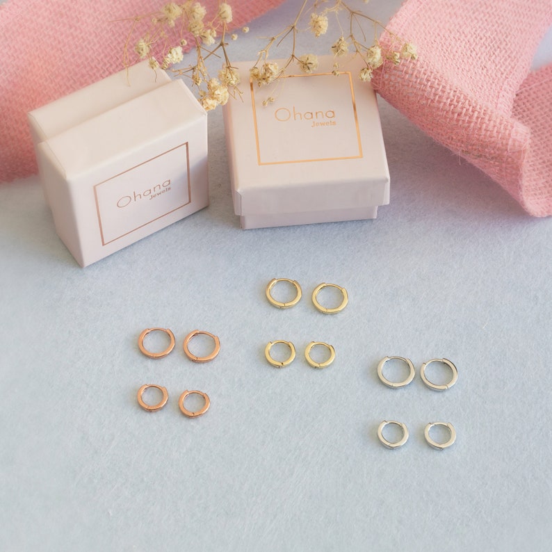 Dainty Square Edges Huggie Hoop Earrings Three sizes, 8, 10 and 12 mm image 10