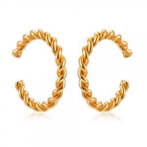 Dainty Single Twisted Band Conch Ear Cuff Earrings Gold