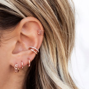 Pendientes ear cuff de 4 bandas Piercing falso imagen 10