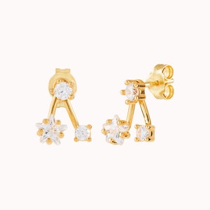 Pendientes ear jacket con circonitas en forma de estrella Oro