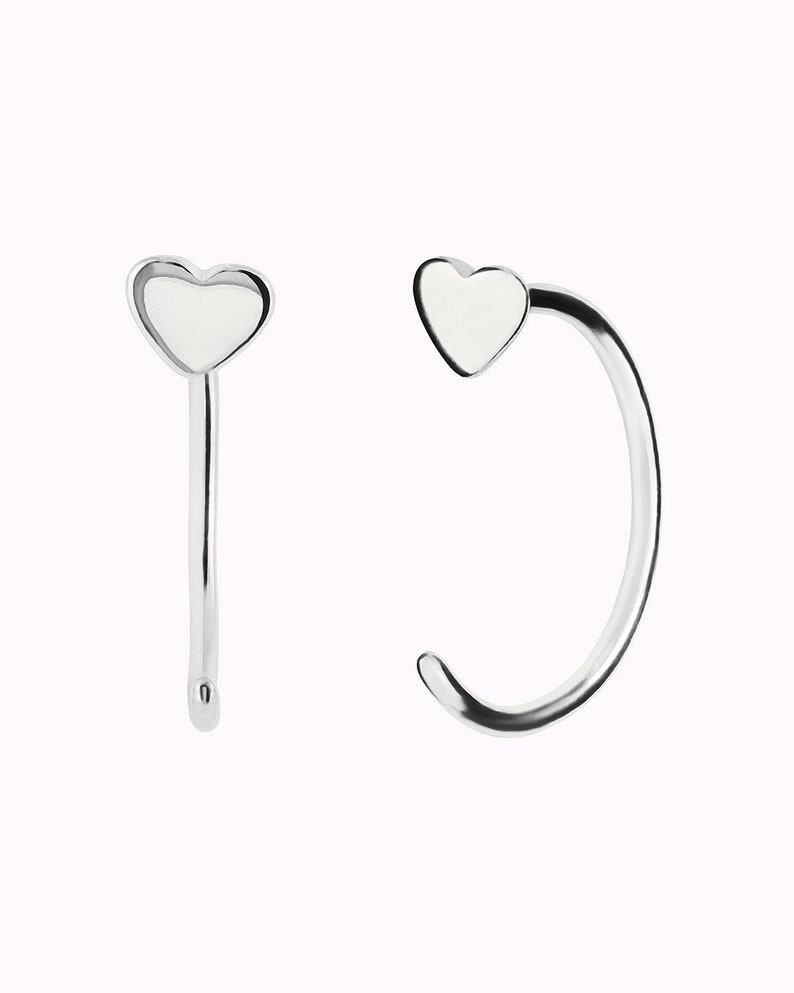 Boucles d'oreilles créoles ouvertes en forme de coeur Argent