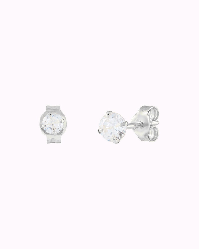 Dainty & Tiny Invisible Prongs CZ Stud Earrings Two sizes available zdjęcie 4