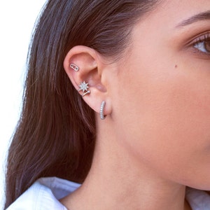 Dainty & Tiny Pave CZ Safety Pin Stud Earrings image 4