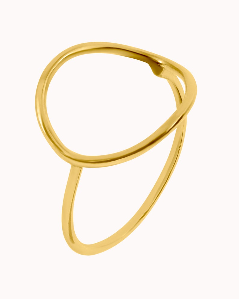 Anello cerchio grande, anello cerchio, anelli minimalisti, anello silhouette cerchio, anelli d'argento, anelli d'argento da donna Oro