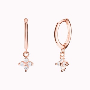 Dainty Flower Shaped Charm Huggie Hoop Earrings Two sizes available image 6
