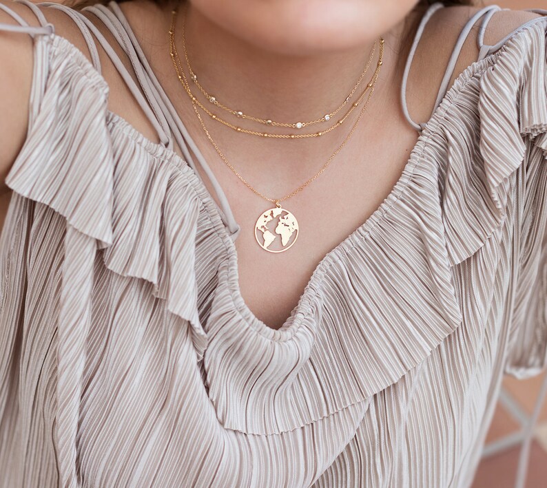 Tour de cou à chaîne à boules, Tour de cou en argent avec boules, Collier à boules, Collier à boules, Colliers en argent, Ras de cou en argent, Colliers pour femmes image 8