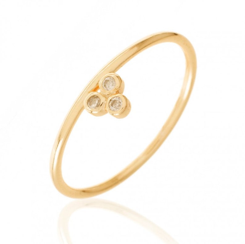 Modern Rings Minimalist Ring Zirconia Clover Ring Silver Rings Ring Balls of Zirconia Fine Ring with Zirconiites