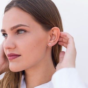 Pointes de veste doreille, boucles doreilles Spike, boucles doreilles de veste doreille, veste doreille minimaliste, veste Silver Ear, boucles doreilles modernes image 9