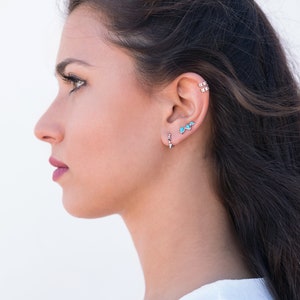 Pendientes ear cuff doble banda, Ear cuff de plata lisa, Pendientes sin agujero, Piercing falso, Ear cuff ancho, Pendiente para el cartílago zdjęcie 5
