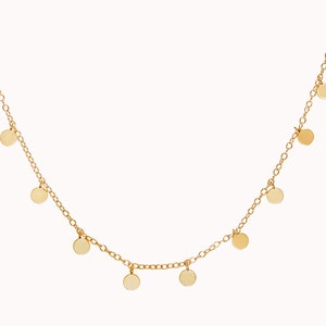 Dainty & Minimalist Dangling Small Coins Choker Necklace Gold