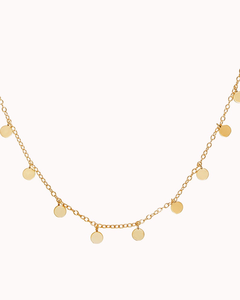 Dainty & Minimalist Dangling Small Coins Choker Necklace Złoto