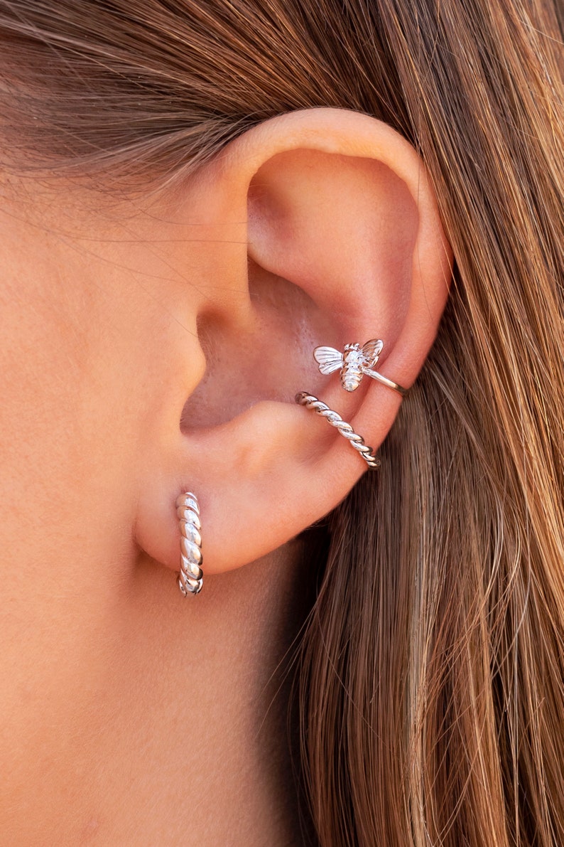 Dainty & Tiny Bee Shaped Ear Cuff Earrings image 9