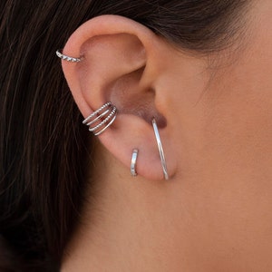 Minimalist Ear Lobe Cuff Huggie Hoop Earrings zdjęcie 5