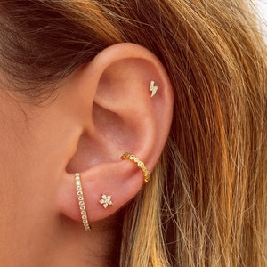 Minimalist Cz Ear Lobe Cuff Stud Earrings image 3