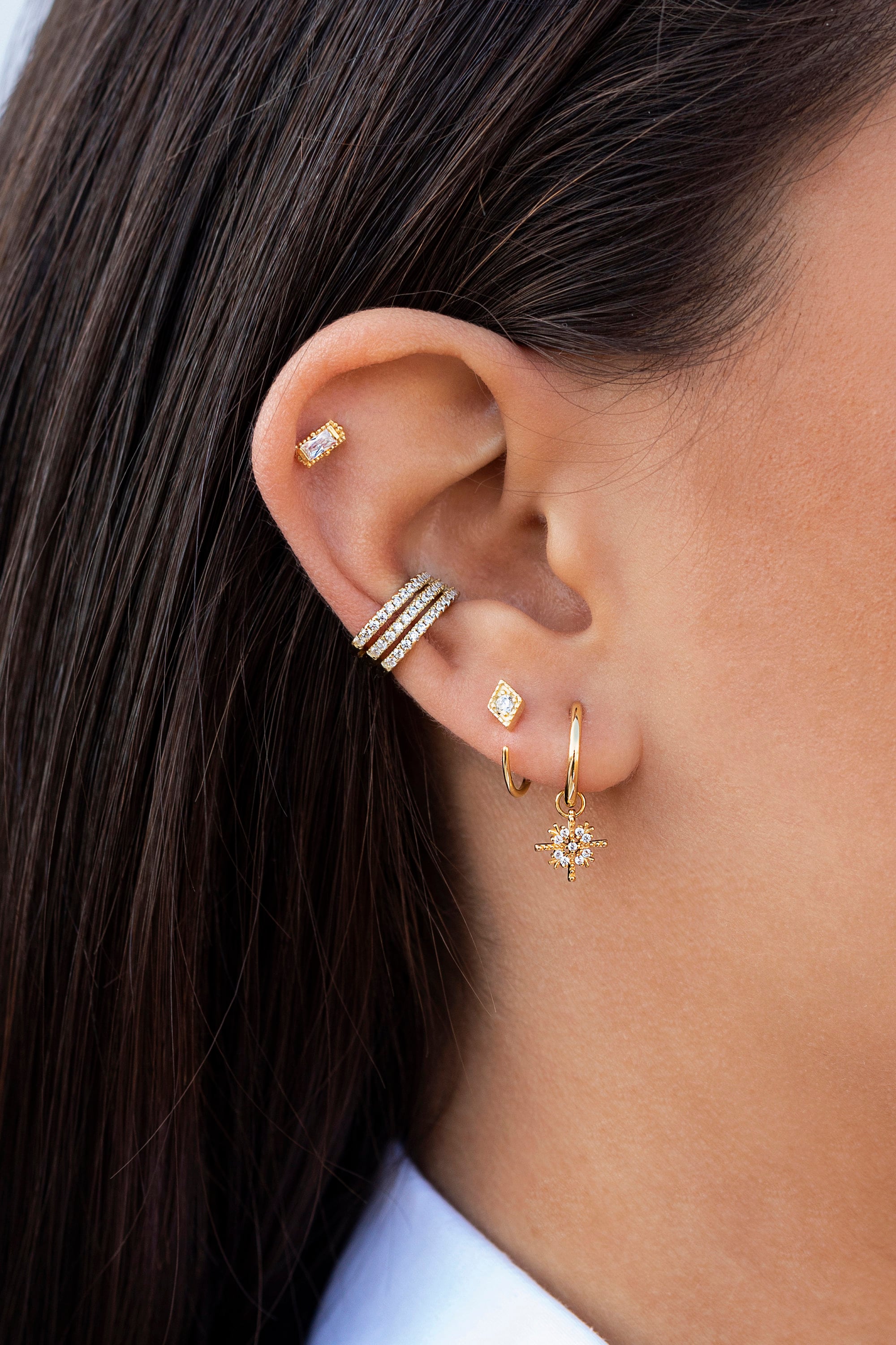 Dainty Pave CZ Hinged Triple Conch Ear Cuff Earrings Etsy UK