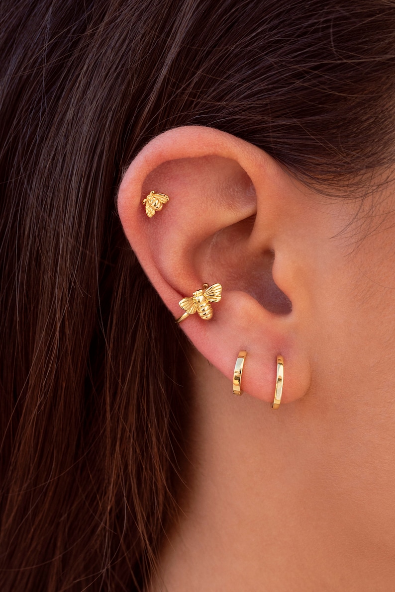 Dainty & Tiny Bee Shaped Ear Cuff Earrings image 5