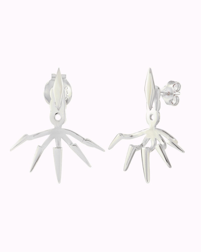 Pointes de veste doreille, boucles doreilles Spike, boucles doreilles de veste doreille, veste doreille minimaliste, veste Silver Ear, boucles doreilles modernes image 4