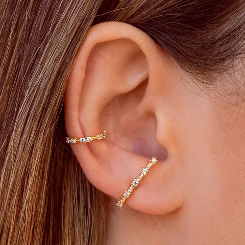 Dainty & Minimalist 4 Prongs CZ Ear Lobe Cuff Earrings Etsy