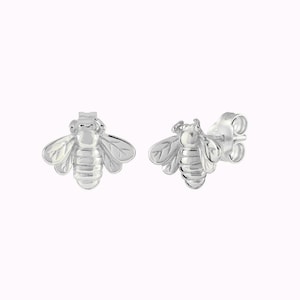 Pendientes stud grande en forma de abeja Plata