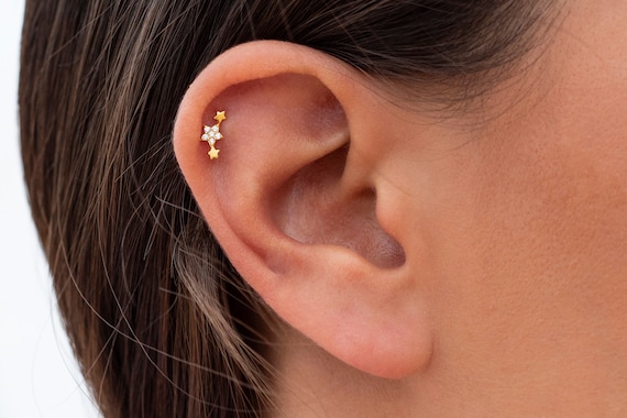 Pendientes stud en forma de constelación de 3 estrellas con - España