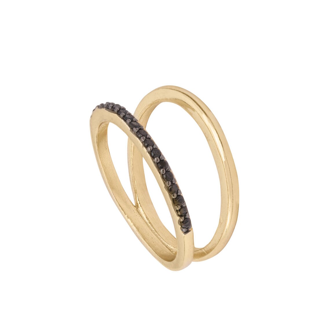 Double Cubic Zirconia Ring, Cz Rings, Black Cz Ring, Minimalist Rings ...