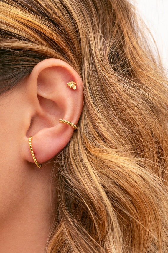 Dainty Beaded Ear Lobe Cuff Stud Earrings Etsy Australia
