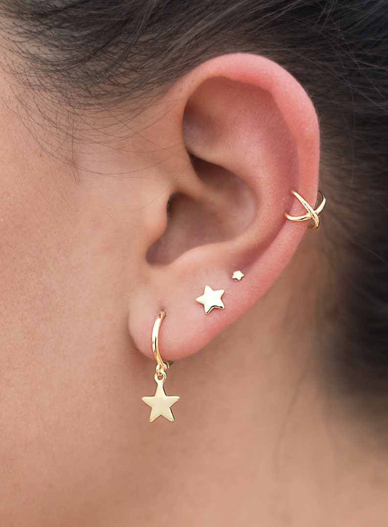 Pendientes stud pequeños en forma de estrella Tamaño pequeño imagen 5