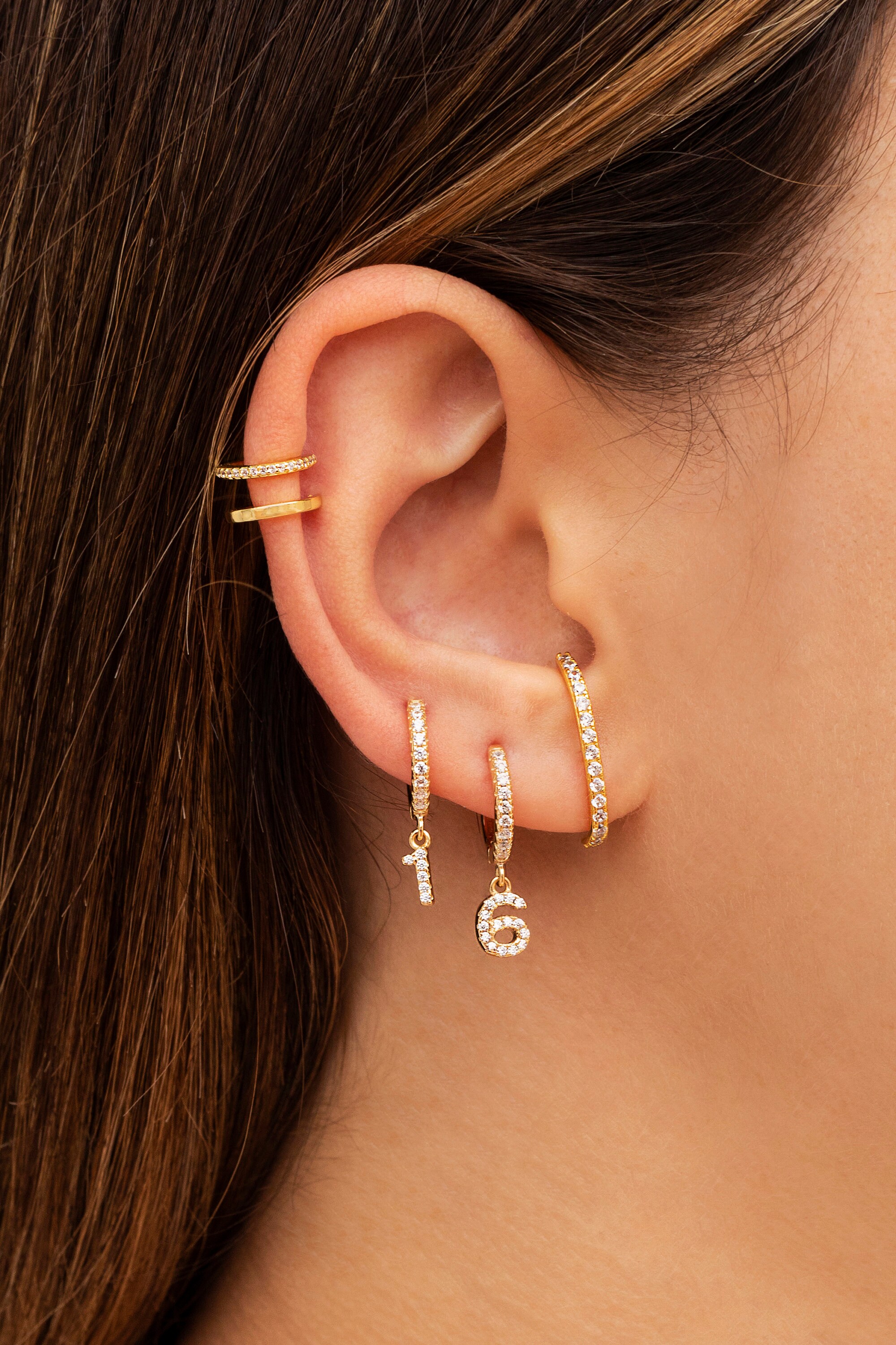 YAZILIND Orecchini A Cerchio Con Pendente A Forma Di Anello E Strass - Donna - Gioielli Eleganti Per Compleanno E Feste - 3