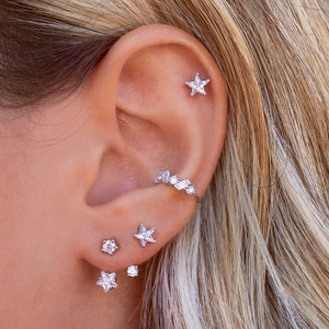 Boucles d'oreilles veste d'oreille avec zircons en forme d'étoile image 3