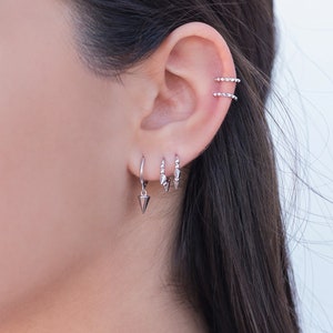 Dainty Pyramid Spikes Silver Ear Cuff Earrings image 6
