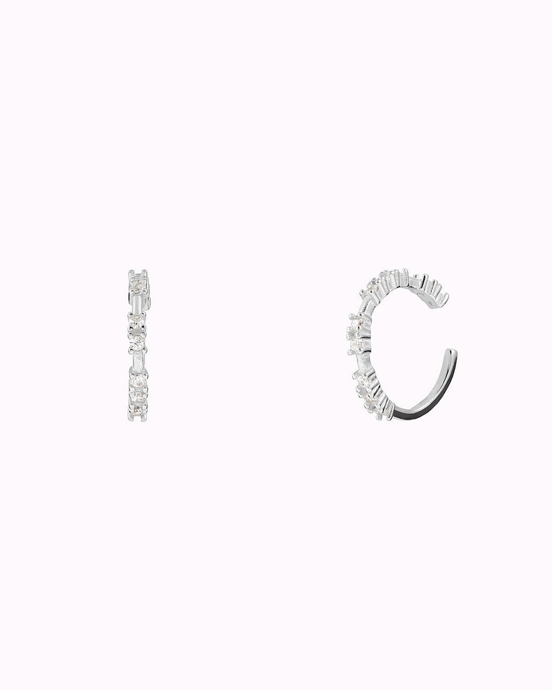 Dainty 4 Prongs CZ Conch Ear Cuff Earrings image 4