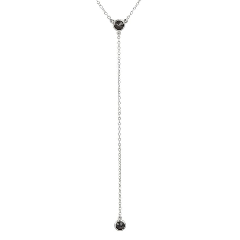 Long Necklace Y Necklace Zircon Pendant Silver Necklace Etsy