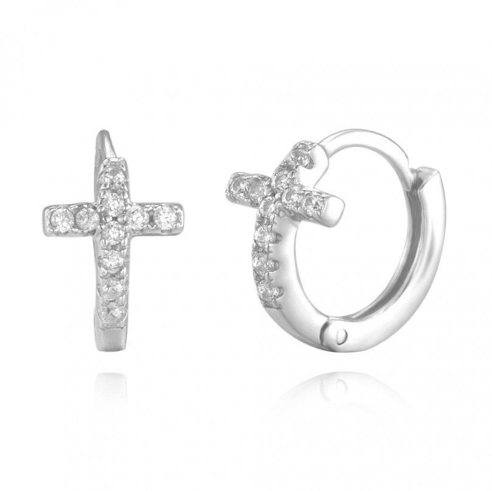 Farrah B Pave Cross Huggie Earrings main image 1