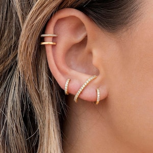 Minimalist Cz Ear Lobe Cuff Stud Earrings image 9