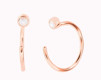 Tiny CZ Open Huggie Hoop Earrings - Ear Hugger, Available in Tiny CZ Open Huggie Hoop Earrings - Ear Hugger, Available in