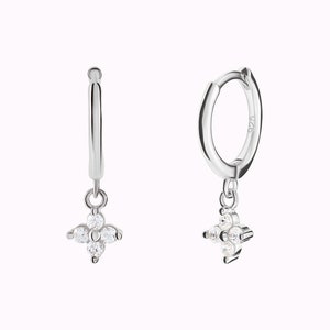 Dainty Flower Shaped Charm Huggie Hoop Earrings Two sizes available image 4