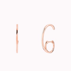 Minimalist Ear Lobe Cuff Huggie Hoop Earrings Różowe złoto